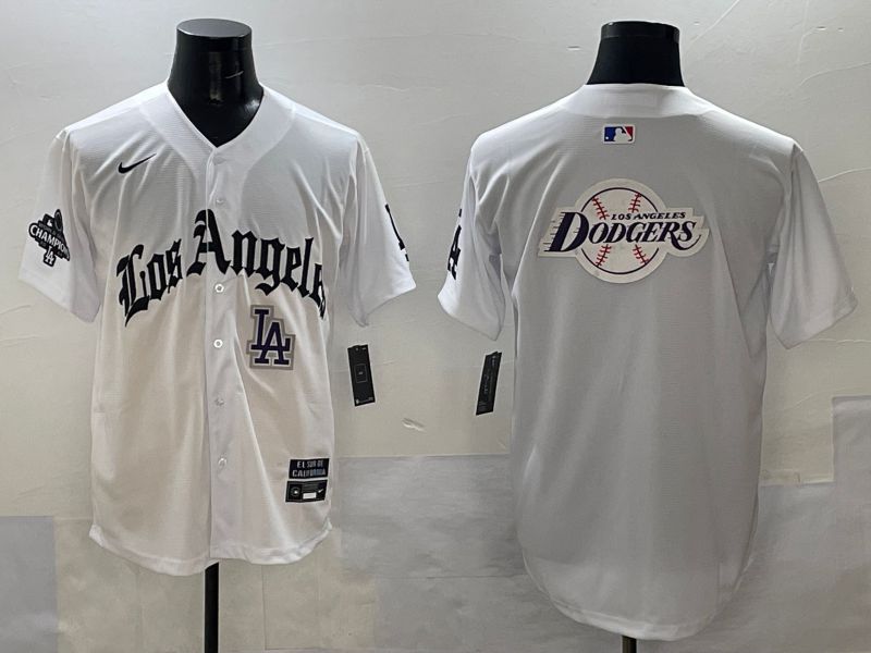 Men Los Angeles Dodgers Blank White Five generations Joint Name 2025 Nike MLB Jersey style 80